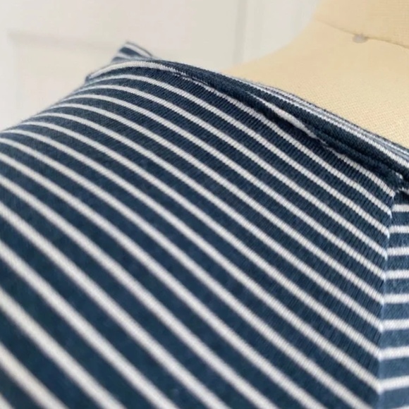 Navy & White Striped Long Sleeve Tunic Tie Front Athleisure Performance Top - Picture 15 of 15